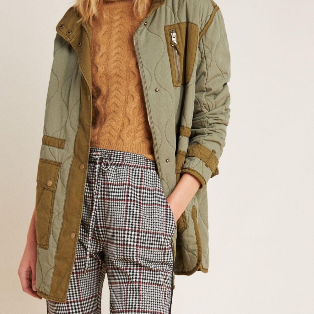 Anthropologie Quilted Liner Jacket in Olive